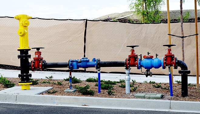 Fire hydrant and sprinkler system in one - Baker Ranch neighborhood in Lake Forest, California