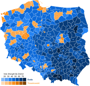 2020 Polish presidential election - 1st round results.svg