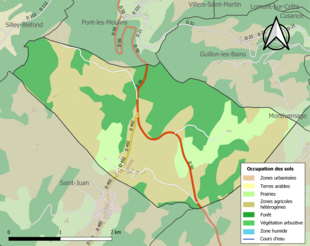 Carte en couleurs présentant l'occupation des sols.