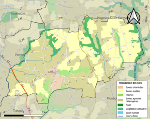 Barevná mapa znázorňující využití půdy.