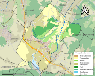 Kolorowa mapa przedstawiająca zagospodarowanie terenu.