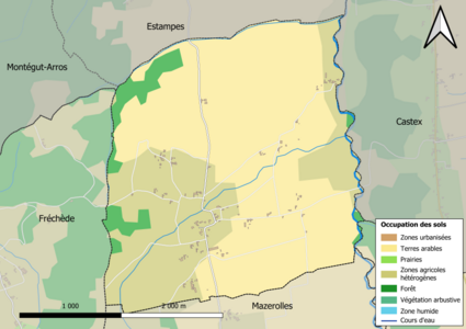 Barevná mapa znázorňující využití půdy.