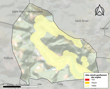 Carte des zones d'aléa retrait-gonflement des argiles.