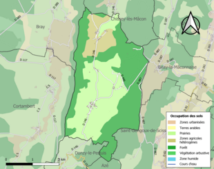 Carte des infrastructures et de l'occupation des sols de la commune en 2018 (CLC).