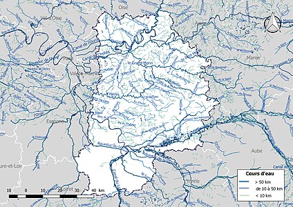 Carte de l'ensemble du réseau hydrographique de Seine-et-Marne.