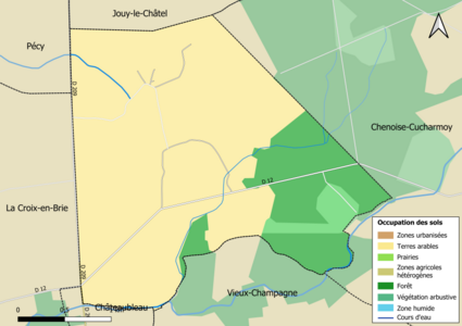 Carte des infrastructures et de l'occupation des sols en 2018 (CLC) de la commune.