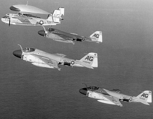 A-6As VA-75 and VAW-125 E-1B in flight 1966