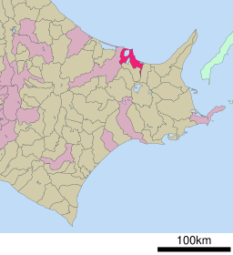 Abashiris läge på östra Hokkaidō