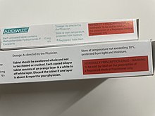 Packaging of a formulation of methylphenidate advises against crushing the tablets. It is placed under Schedule X of the Indian drug scheduling system. Schedule X medications typically hold abusable medications such as barbiturates or stimulants such as amphetamines. Add Wize Methylphenidate Warning.jpg