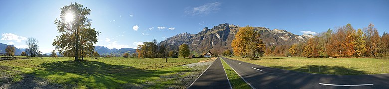 Panorama between Sax and Frümsen in the municipality of Sennwald in the Rhine Valley