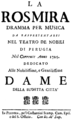 English: Anonymous - La Rosmira - title page of the libretto - Perugia 1725