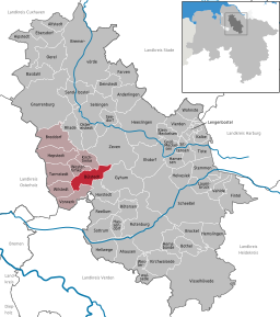 Läget för kommunen Bülstedt i Landkreis Rotenburg