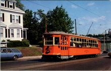 A 1981 BRSA fantrip with streetcar #5734 on the former Green Line A branch BERy 5734 on Galen Street, June 1981 - postcard.png