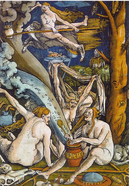 Hans Baldung Grien, Witches, woodcut, 1508. Mussorgsky's Night on Bald Mountain was meant to evoke a witches' sabbath.