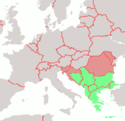 Mapa político a 2004 (los Balcanes, en verde)