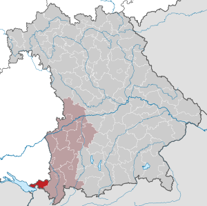 Li position de Subdistrict Lindau (Bodensee) in Bavaria