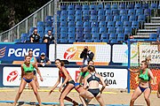 Deutsch: Beachhandball Europameisterschaften 2019 (Beach handball Euro); Tag 2: 3. Juli 2019 – Frauen, Vorrunde Gruppe D, Ukraine-Deutschland 2:0 (23:22, 32:24) English: Beach handball Euro; Day 2: 3 July 2019 – Women Preliminary Round Group D – Ukraine-Germany 2:0 (23:22, 32:24)