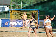 Deutsch: Beachhandball Europameisterschaften 2019 (Beach handball Euro); Tag 4: 5. Juli 2019 – Frauen, Viertelfinale, Niederlande-Griechenland 2:1 (25:12, 18:24, 7:6) English: Beach handball Euro; Day 4: 5 July 2019 – Quarter Final Women – Netherlands-Greece 2:1 (25:12, 18:24, 7:6)