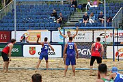 Deutsch: Beachhandball Europameisterschaften 2019 (Beach handball Euro); Tag 5: 6. Juli 2019 – Männer, Halbfinale, Dänemark-Ungarn 2:0 (19:16, 22:18) English: Beach handball Euro; Day 5: 6 July 2019 – Semifinal Men – Denmark-Ukraie 2:0 (19:16, 22:18)