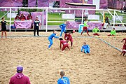 Deutsch: Beachhandball bei den Olympischen Jugendspielen 2018; Tag 6, 12. Oktober 2018; Mädchen, Platzierungsrundenspiel – Russland-Venezuela 2:0 English: Beach handball at the 2018 Summer Youth Olympics at 12 October 2018 – Girl's Consolation Round – Russland-Venezuela 2:0