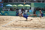 Deutsch: Beachvolleyball bei den Olympischen Jugendspielen 2018; Tag 11, 17. Oktober 2018; Jungen,Finale – Niederlande (Matthew Immers/Yorick de Groot)-Schweden (David Åhman/Jonatan Hellvig) 0:2 (20–22/15–21) English: Beach volleyball at the 2018 Summer Youth Olympics at 17 October 2018 – Final – Netherlands (Matthew Immers/Yorick de Groot)-Sweden (David Åhman/Jonatan Hellvig) 0:2 (20–22/15–21)