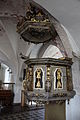 English: Pulpit of Brönnestad church, Skåne, Sweden