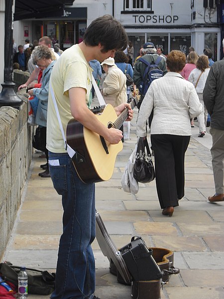 File:Busker on bridge at bottom of Silver Street - geograph.org.uk - 2510542.jpg