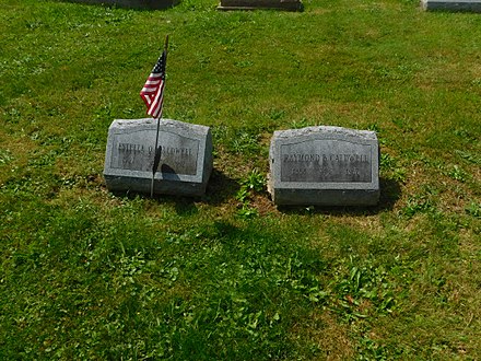 Caldwell's grave in Randolph, New York with his wife's on the left in August 2017