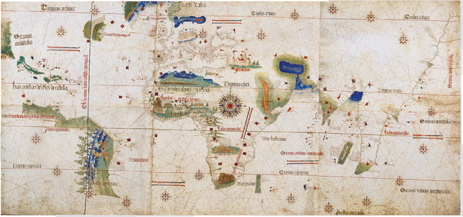 Cantino planisphere depicting the meridian, 1502