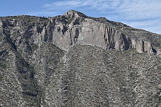 Large cliff exposure of the Capitan Reef in McKittrick Canyon, TX.