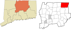 Stafford's location within the Capitol Planning Region and the state of Connecticut