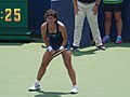 Carla Suárez Navarro during her first round match of the 2018 Western and Southern Open against Victoria Azarenka.