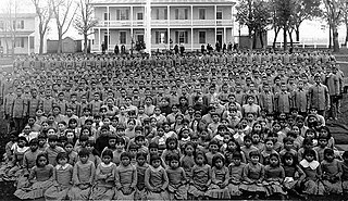 <span class="mw-page-title-main">American Indian boarding schools</span> Residential schools established to assimilate Native American children into a white American society