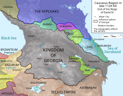 Kingdom of Georgia in 1224(can you read??? map says 1124, not 1224), at the peak of its territorial expansion.