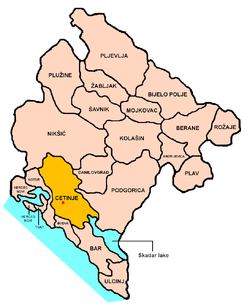 Plassering av Cetinje