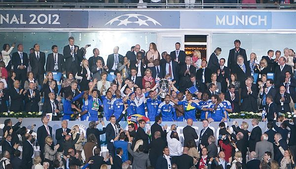 Chelsea F.C. celebrating winning the 2012 UEFA Champions League Final