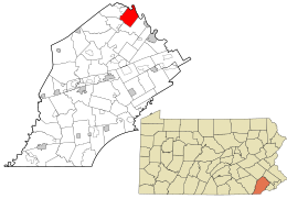 Chester County Pennsylvania incorporated and unincorporated areas East Coventry highlighted.svg