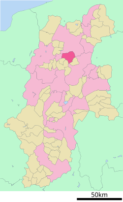 Chikuma okulunun Nagano Prefecture şehrindeki konumu