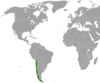 Location map for Chile and Serbia.