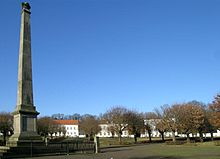 Houses on the roundabout and square with the obelisk in the foreground