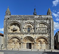 Romanesque church of Civray, Vienne, France, facade