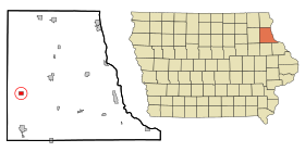 Clayton County Iowa Incorporated and Unincorporated areas Volga Highlighted.svg