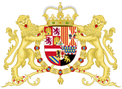 Coat of Arms of Charles II of Spain with Supporters (1668-1700).svg