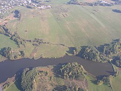 Letecký snímek Cvikovského rybníka z roku 2005