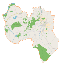 Mapa konturowa gminy Czermin, po prawej nieco u góry znajduje się punkt z opisem „Czermin”