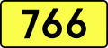 English: Sign of DW 766 with oficial font Drogowskaz and adequate dimensions.