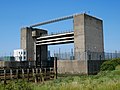 The Dartford Creek Barrier as seen from the Dartford Marshes.