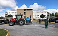 Sanificazione all'ospedale di Llerena, in provincia di Badajoz, del 2 Aprile.