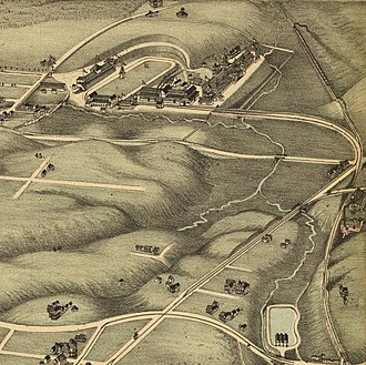 Detail from bird's-eye view of northeast Atlanta showing tributaries that form the headwaters of Clear Creek. Detail from Saunders and Kline's "Bird's-eye View of Atlanta, Ga.," 1892.jpg