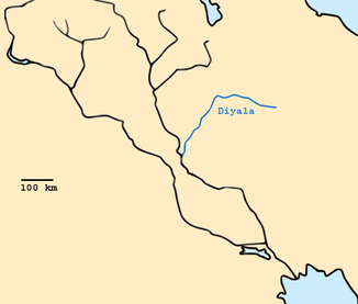 O rio Diyala (azul)